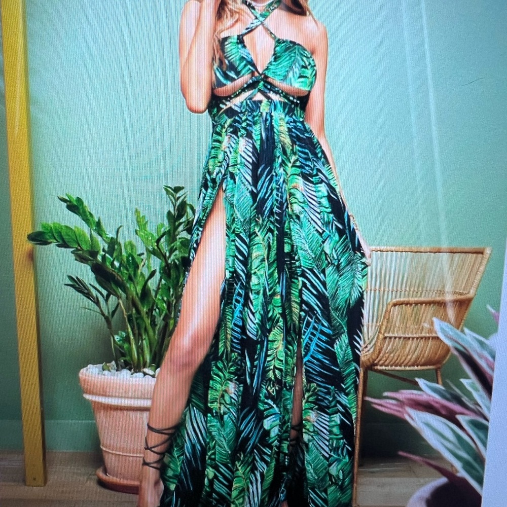 NWT Tropical side slits dress